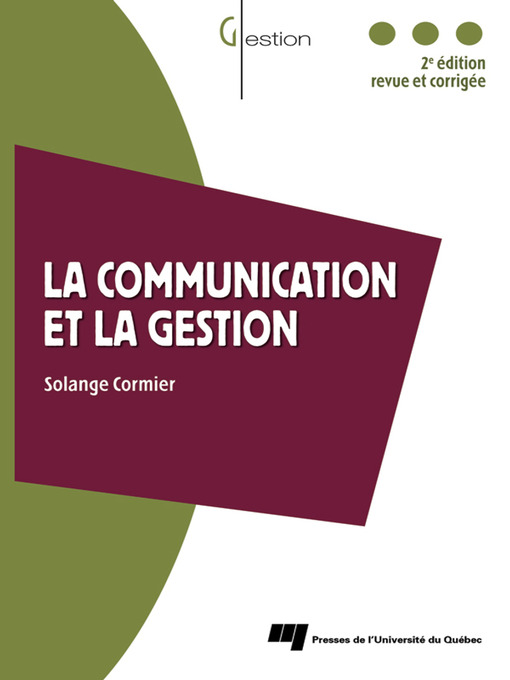 Title details for La communication et la gestion by Solange Cormier - Available